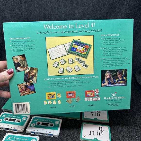 Vintage Hooked On Math Division Level 4 Sealed Flash Cards Workbook Audio Tapes - Picture 3 of 8